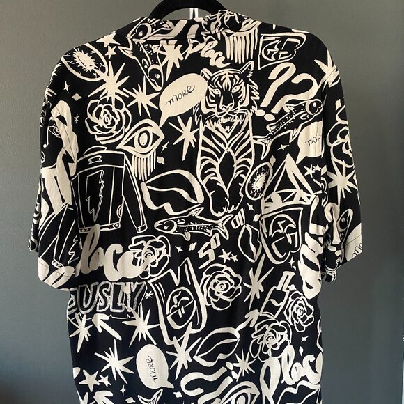 ZARA Print Shirt. Size M. Relaxed Fit. Black & White - Picture 4 of 4